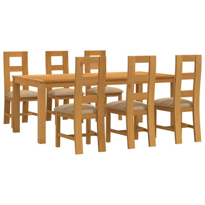 Set de dining 7 buc. Bej Lemn de stejar masiv WALTI