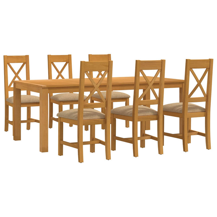 Set de dining 7 buc. Bej Lemn de stejar masiv WALTI
