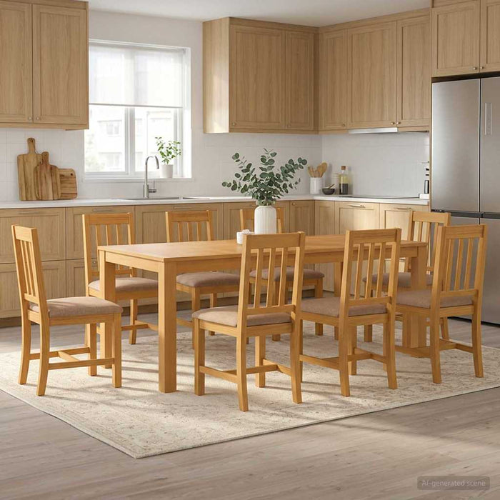 Set de dining 9 buc. Gri Lemn de stejar masiv WALTI