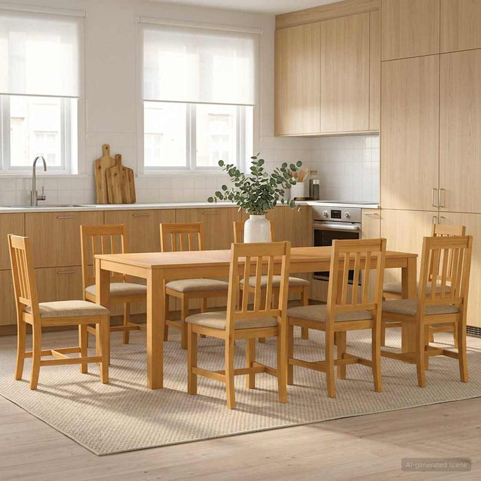 Set de dining 9 buc. Bej Lemn de stejar masiv WALTI