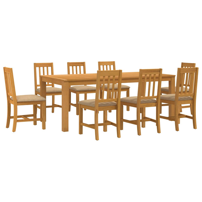 Set de dining 9 buc. Bej Lemn de stejar masiv WALTI