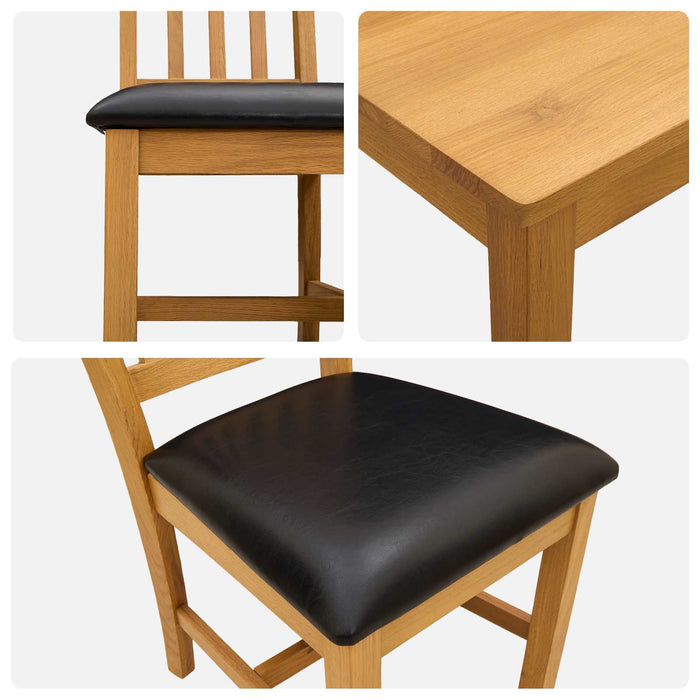 Set de dining 9 buc. Negru Lemn de stejar masiv WALTI