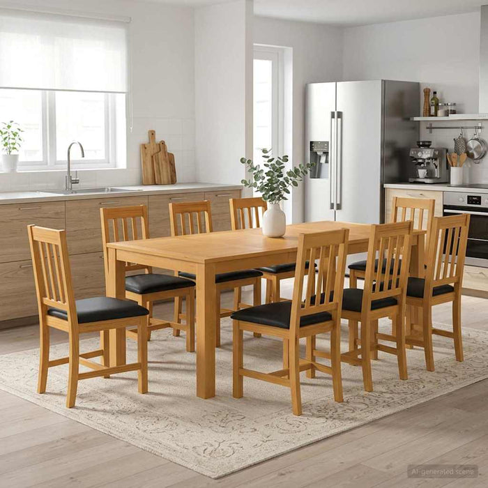Set de dining 9 buc. Negru Lemn de stejar masiv WALTI