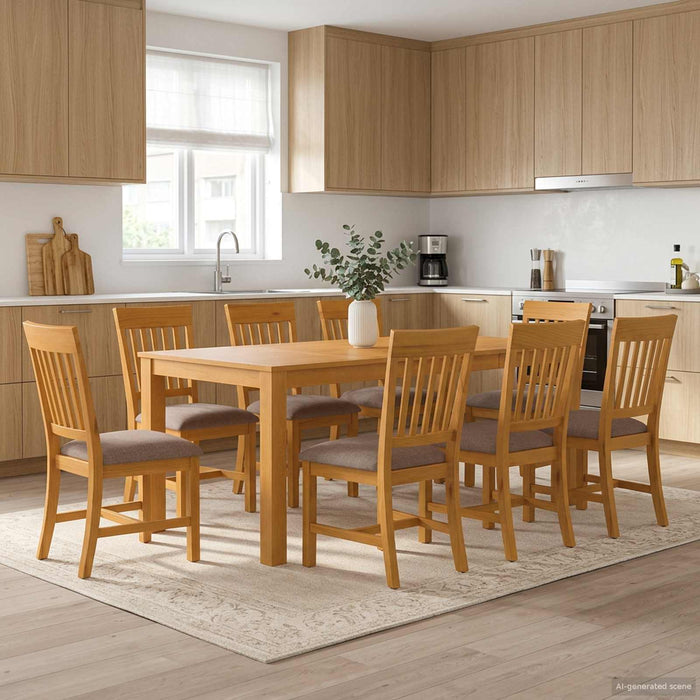 Set de dining 9 buc. Gri Lemn de stejar masiv WALTI