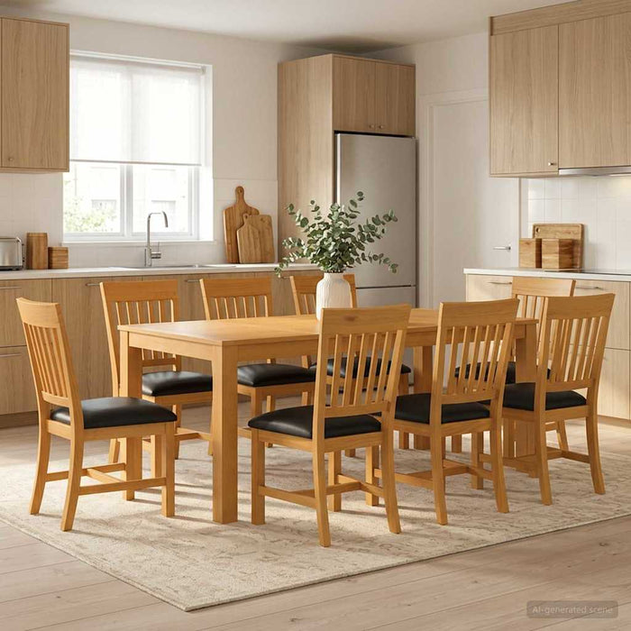 Set de dining 9 buc. Negru Lemn de stejar masiv WALTI