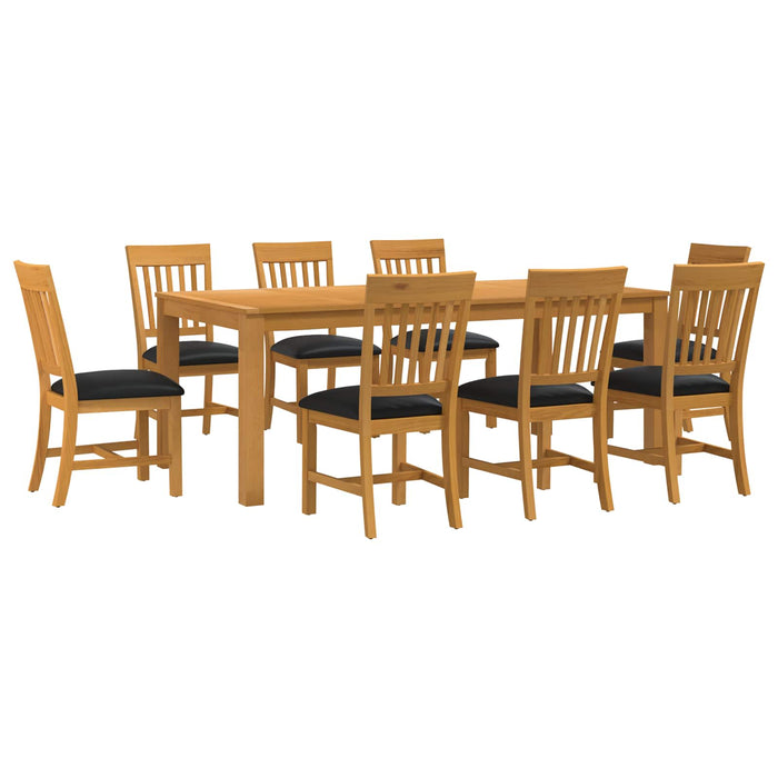 Set de dining 9 buc. Negru Lemn de stejar masiv WALTI