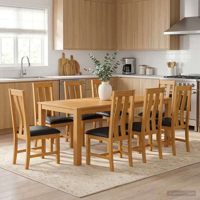 Set de dining 9 buc. Negru Lemn de stejar masiv WALTI
