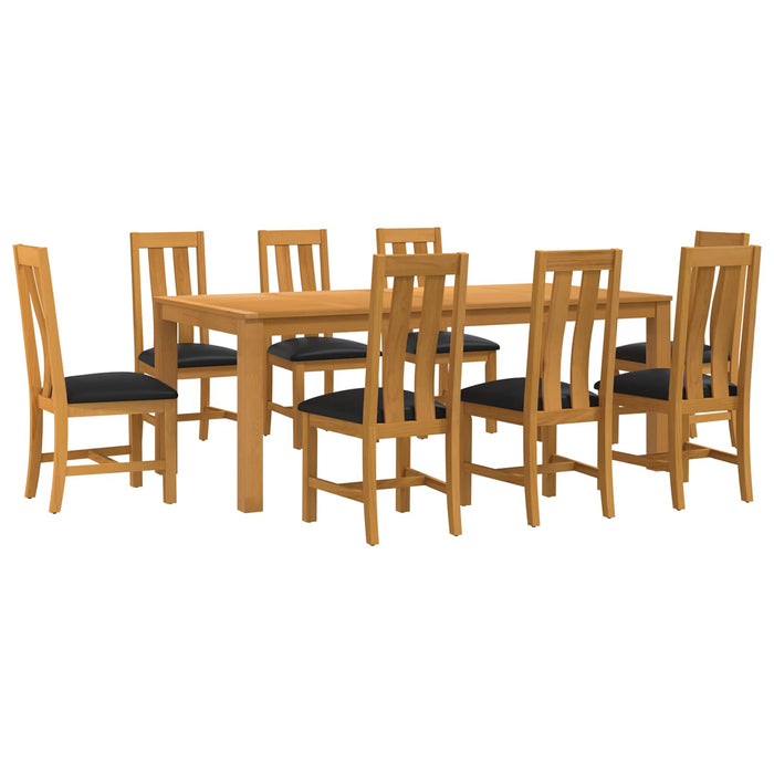 Set de dining 9 buc. Negru Lemn de stejar masiv WALTI