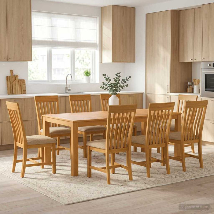 Set de dining 9 buc. Bej Lemn de stejar masiv WALTI