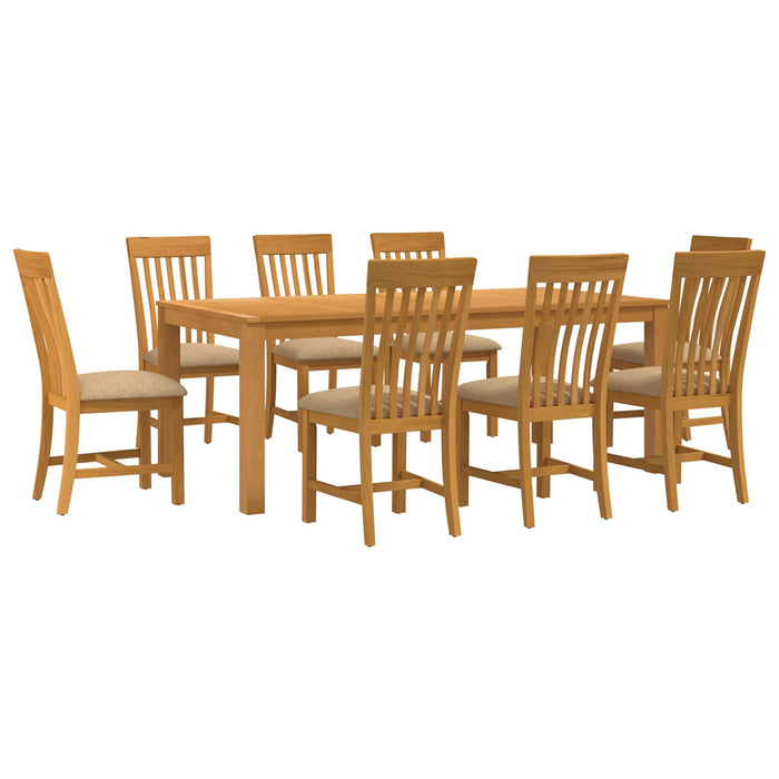 Set de dining 9 buc. Bej Lemn de stejar masiv WALTI