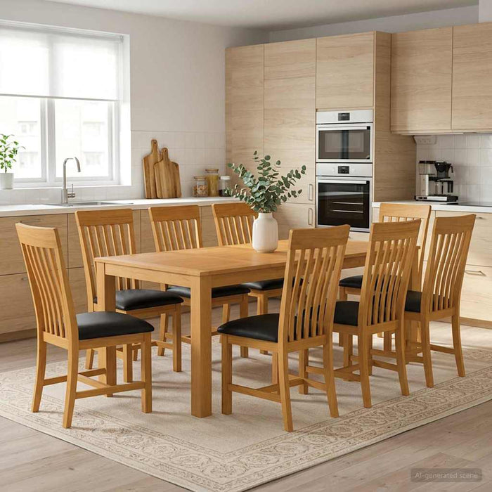Set de dining 9 buc. Negru Lemn de stejar masiv WALTI