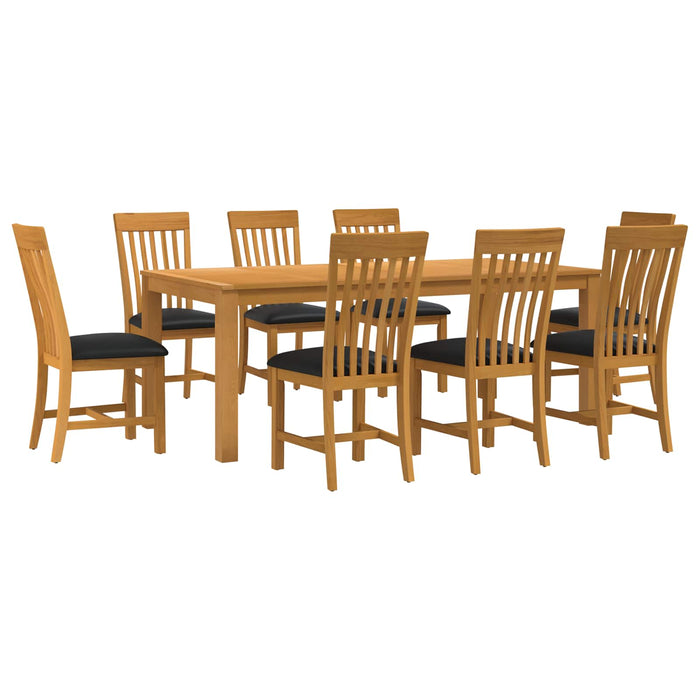 Set de dining 9 buc. Negru Lemn de stejar masiv WALTI