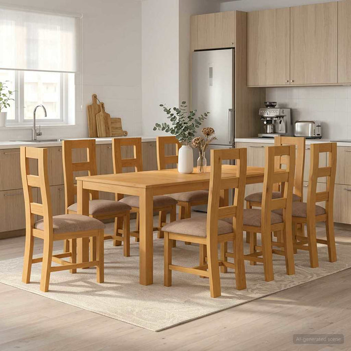 Set de dining 9 buc. Gri Lemn de stejar masiv WALTI