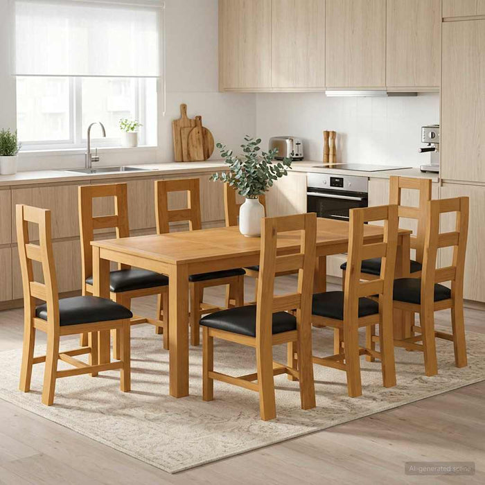 Set de dining 9 buc. Negru Lemn de stejar masiv WALTI