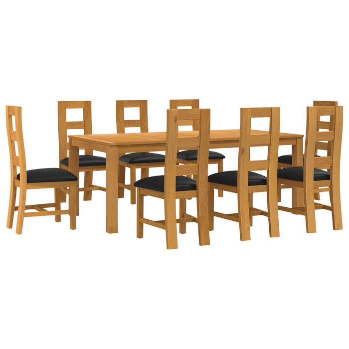 Set de dining 9 buc. Negru Lemn de stejar masiv WALTI