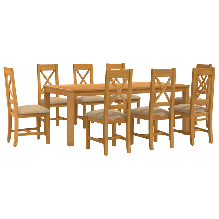 Set de dining 9 buc. Bej Lemn de stejar masiv WALTI