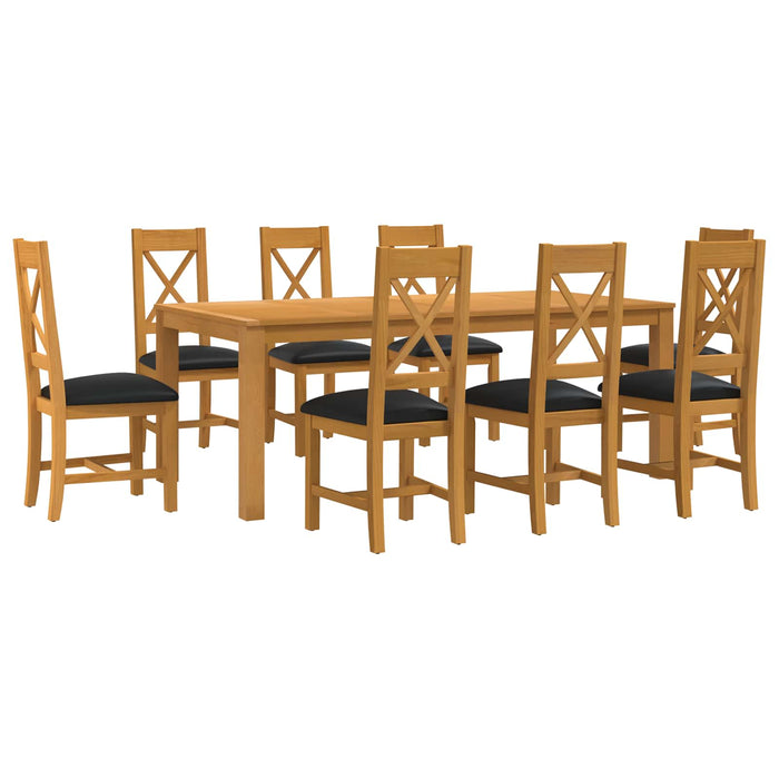 Set de dining 9 buc. Negru Lemn de stejar masiv WALTI