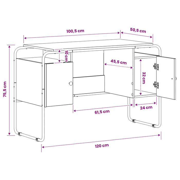 Birou cu spațiu de depozitare Lemn de stejar WALTI