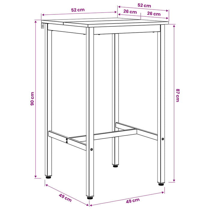 Masă de bar 52 x 52 x 90 cm Lemn prelucrat Stejar fumuriu - WALTI WALTI