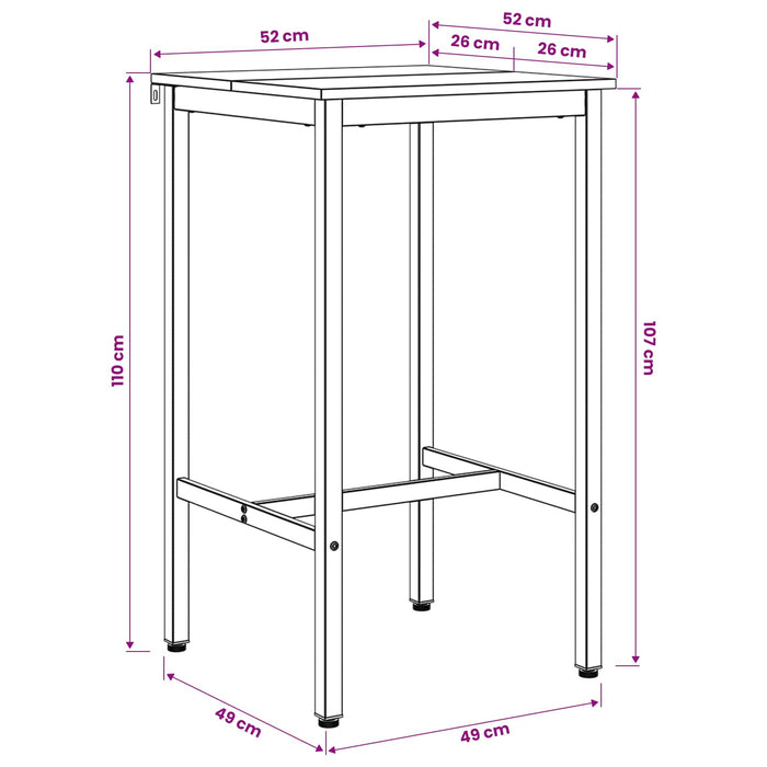 Masă de bar 52 x 52 x 110 cm Lemn prelucrat Sonoma gri - WALTI WALTI