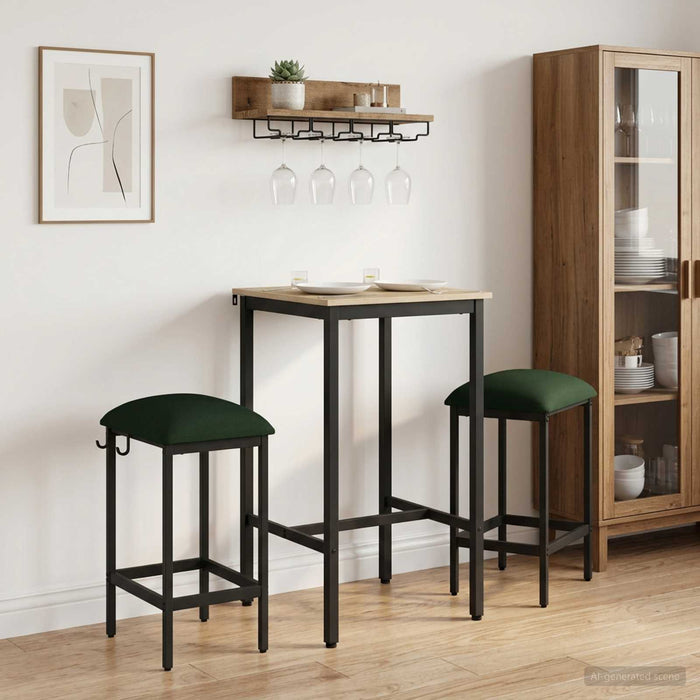 Scaun de bar 2 buc. Verde închis 40 x 32 x 64 cm Lemn prelucrat - WALTI WALTI