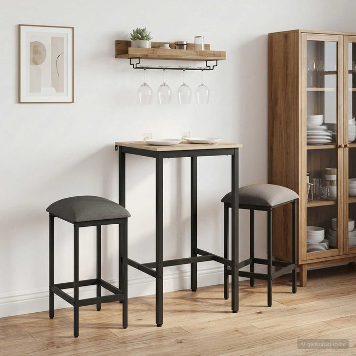 Scaun de bar 2 buc. Gri deschis 40 x 32 x 74 cm Lemn prelucrat - WALTI WALTI
