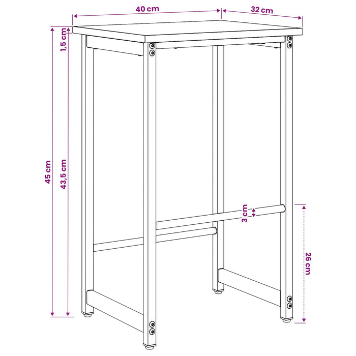 Scaun de bar Stejar Negru 40 x 32 x 64 cm Lemn prelucrat - WALTI WALTI