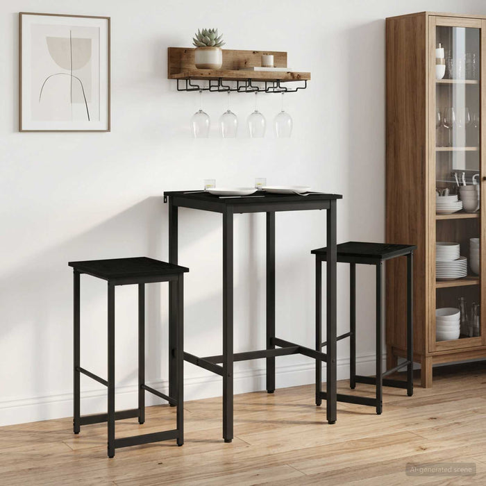 Scaun de bar 2 buc. Stejar Negru 40 x 32 x 64 cm Lemn prelucrat - WALTI WALTI