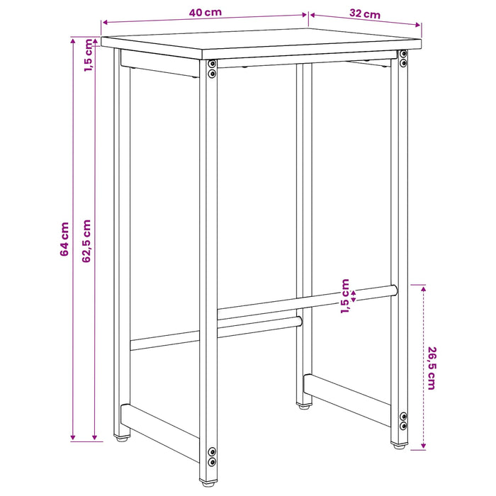 Scaun de bar Stejar fumuriu 40 x 32 x 64 cm Lemn prelucrat WALTI