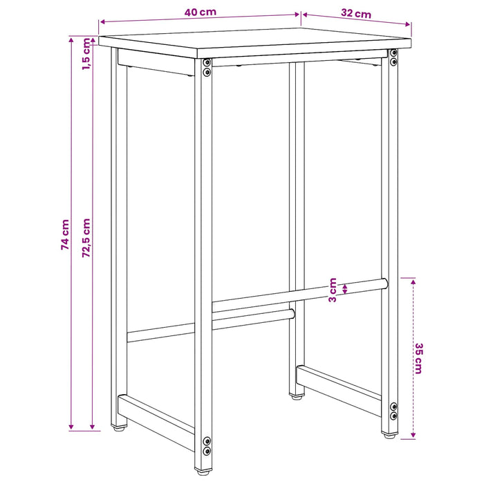 Scaun de bar 2 buc. Stejar Negru 40 x 32 x 74 cm Lemn prelucrat - WALTI WALTI