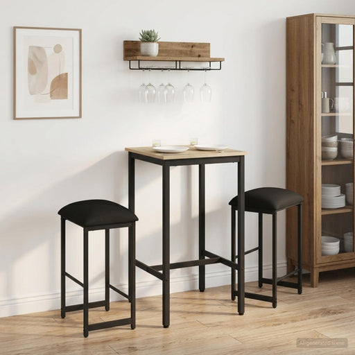 Scaun de bar 2 buc. Negru 40 x 32 x 64 cm Lemn prelucrat - WALTI WALTI