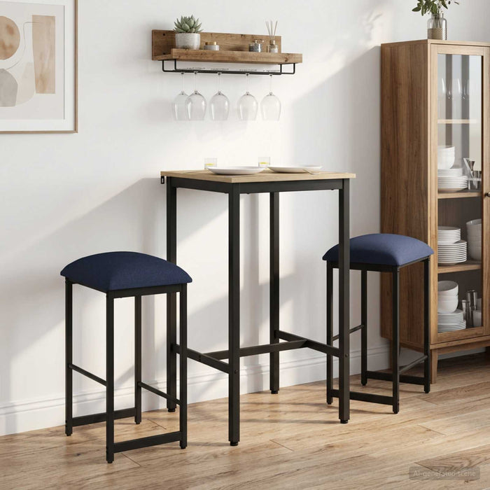 Scaun de bar 2 buc. albastru 40 x 32 x 74 cm Lemn prelucrat - WALTI WALTI