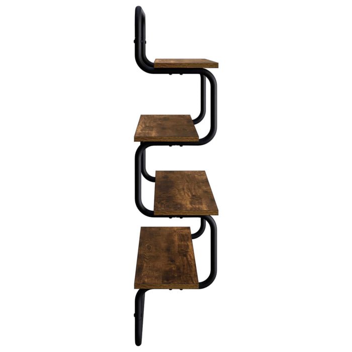 Raft de perete cu 4 niveluri Stejar fumuriu 80 x 24,5 x 104 cm WALTI