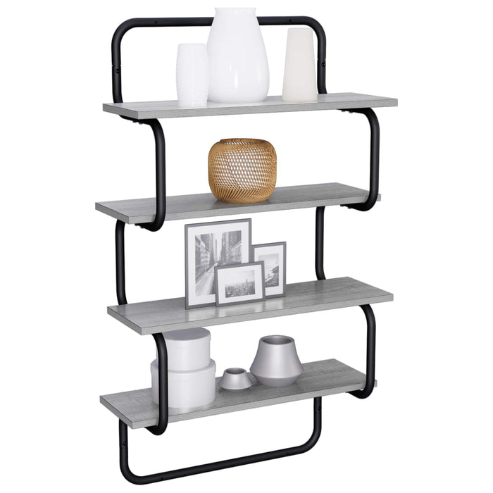 Raft de perete cu 4 niveluri Sonoma gri 80 x 24,5 x 104 cm WALTI