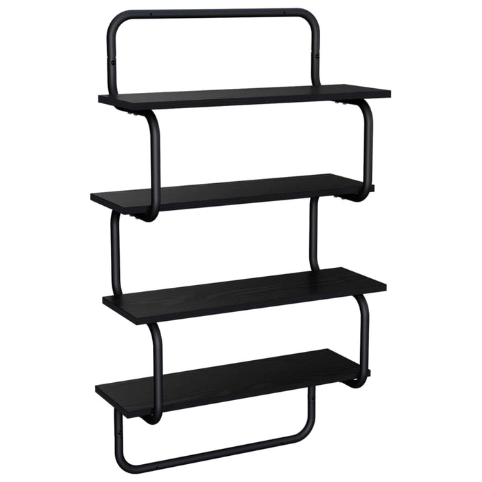 Raft de perete cu 4 niveluri Stejar Negru 60 x 24,5 x 104 cm WALTI