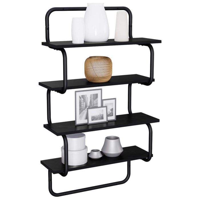 Raft de perete cu 4 niveluri Stejar Negru 60 x 24,5 x 104 cm WALTI