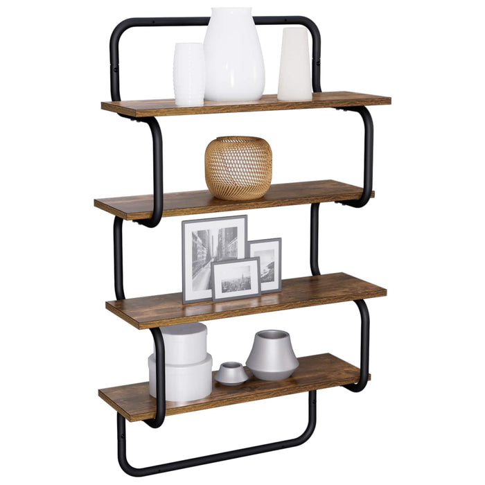 Raft de perete cu 4 niveluri Stejar fumuriu 40 x 24,5 x 104 cm WALTI