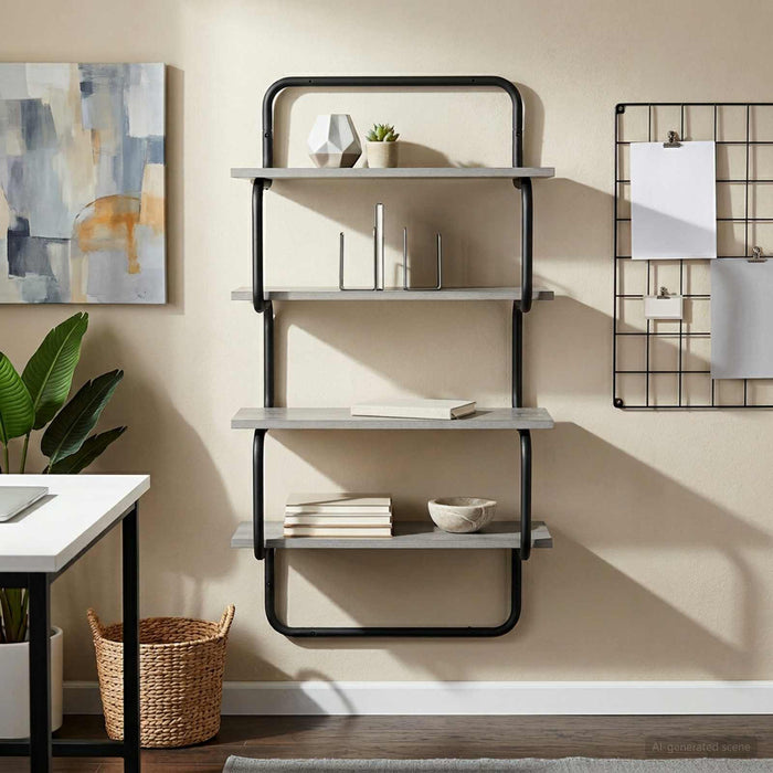 Raft de perete cu 4 niveluri Sonoma gri 40 x 24,5 x 104 cm WALTI