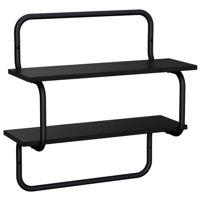 Raft de perete cu 2 niveluri Stejar Negru 80 x 24,5 x 61 cm WALTI
