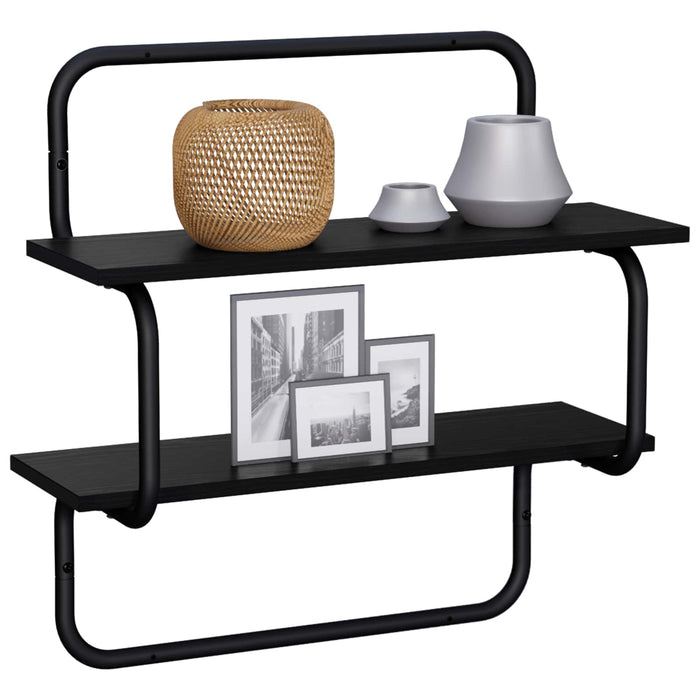 Raft de perete cu 2 niveluri Stejar Negru 80 x 24,5 x 61 cm WALTI