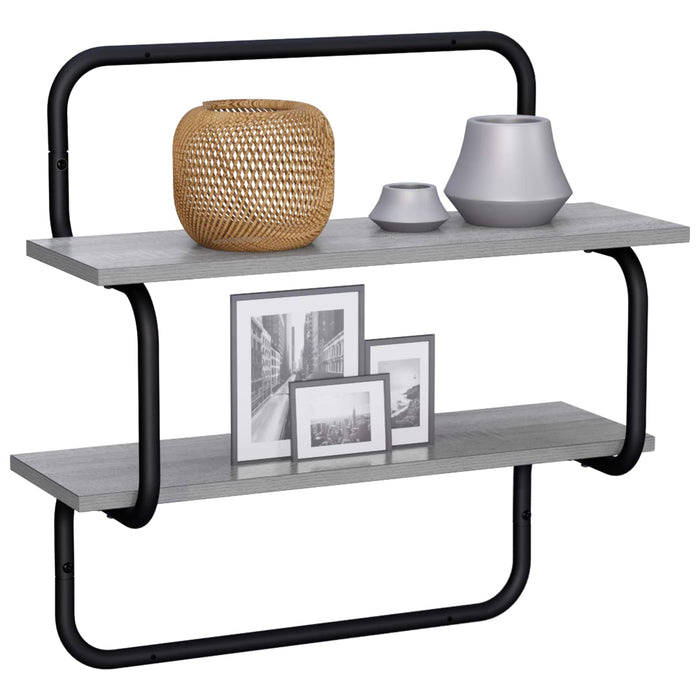 Raft de perete cu 2 niveluri Sonoma gri 80 x 24,5 x 61 cm WALTI