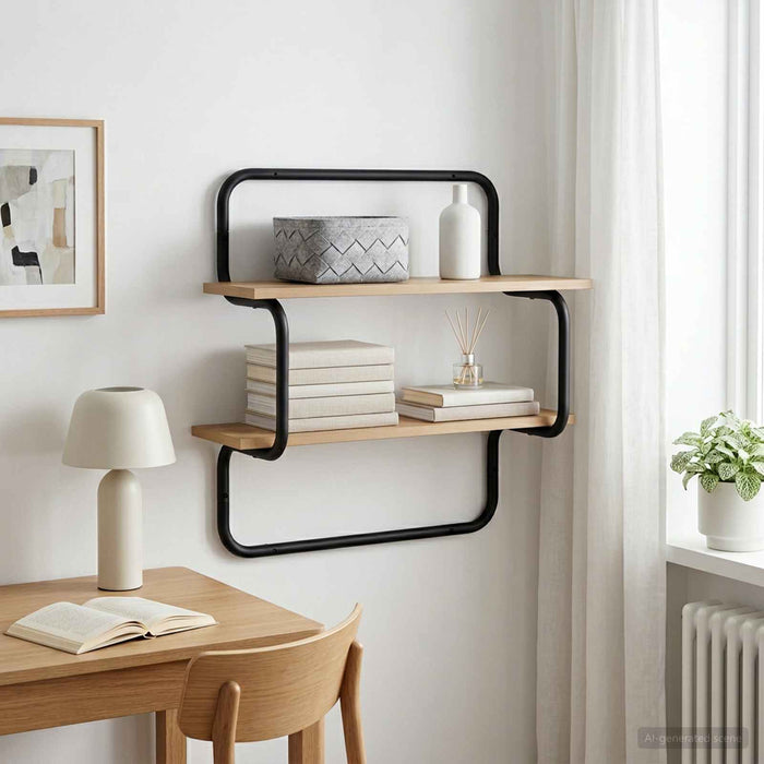 Raft de perete cu 2 niveluri Stejar Artizanal 80 x 24,5 x 61 cm WALTI