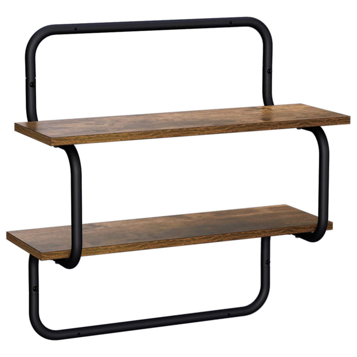 Raft de perete cu 2 niveluri Stejar fumuriu 60 x 24,5 x 61 cm WALTI