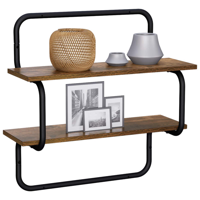 Raft de perete cu 2 niveluri Stejar fumuriu 60 x 24,5 x 61 cm WALTI