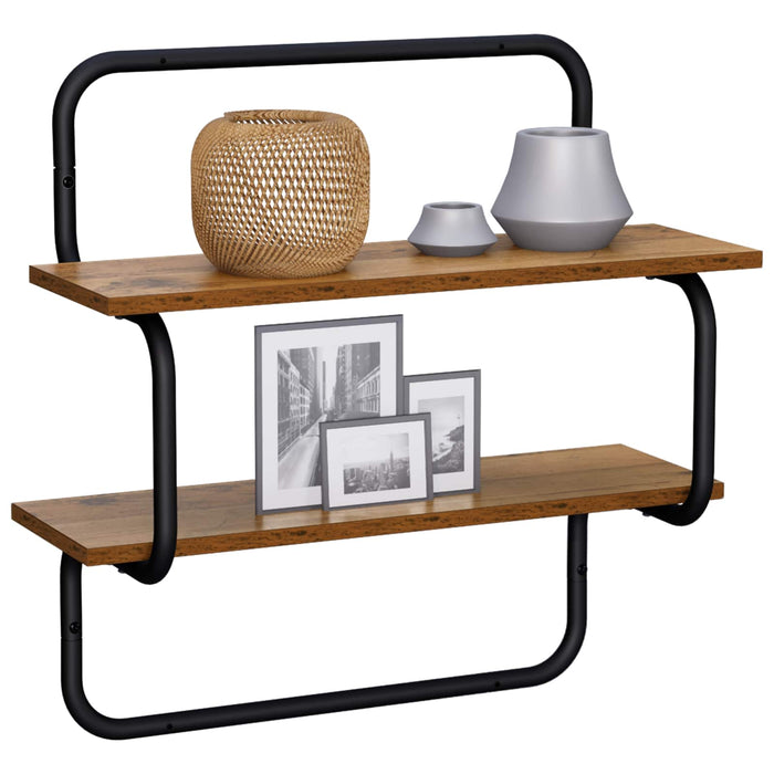 Raft de perete cu 2 niveluri Lemn vechi 40 x 24,5 x 61 cm WALTI