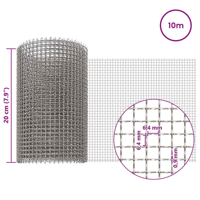 Ecran din plasă 20 x 1000 cm 3 Mesh Oțel Inoxidabil 201 WALTI