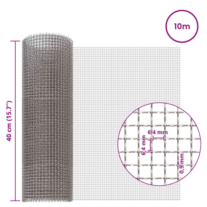 Ecran din plasă 40 x 1000 cm 3 Mesh Oțel Inoxidabil 201 WALTI