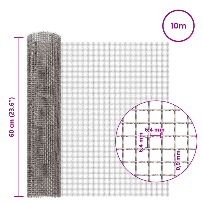Ecran din plasă 60 x 1000 cm 3 Mesh Oțel Inoxidabil 201 WALTI