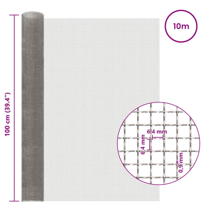 Ecran din plasă 100 x 1000 cm 3 Mesh Oțel Inoxidabil 201 WALTI