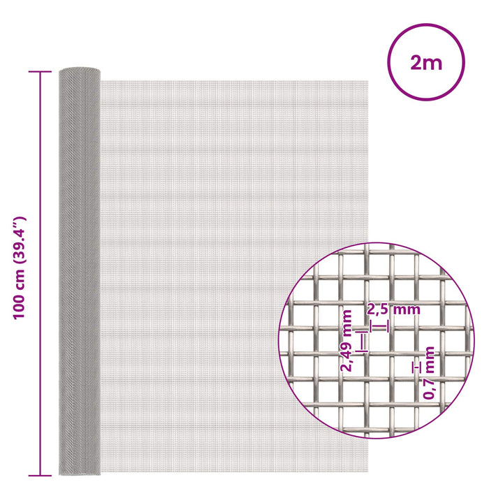 Ecran din plasă 100 x 200 cm 8 Mesh Oțel Inoxidabil 201 WALTI